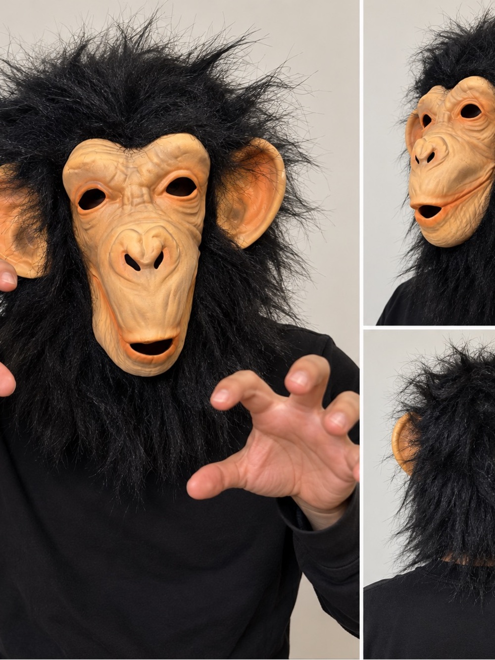 Chimpanzee / Monkey Halloween Mask with Faux Fur